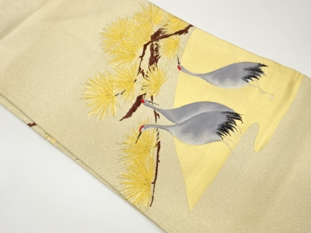 JAPANESE NAGOYA OBI / WOVEN CRANE & PINE